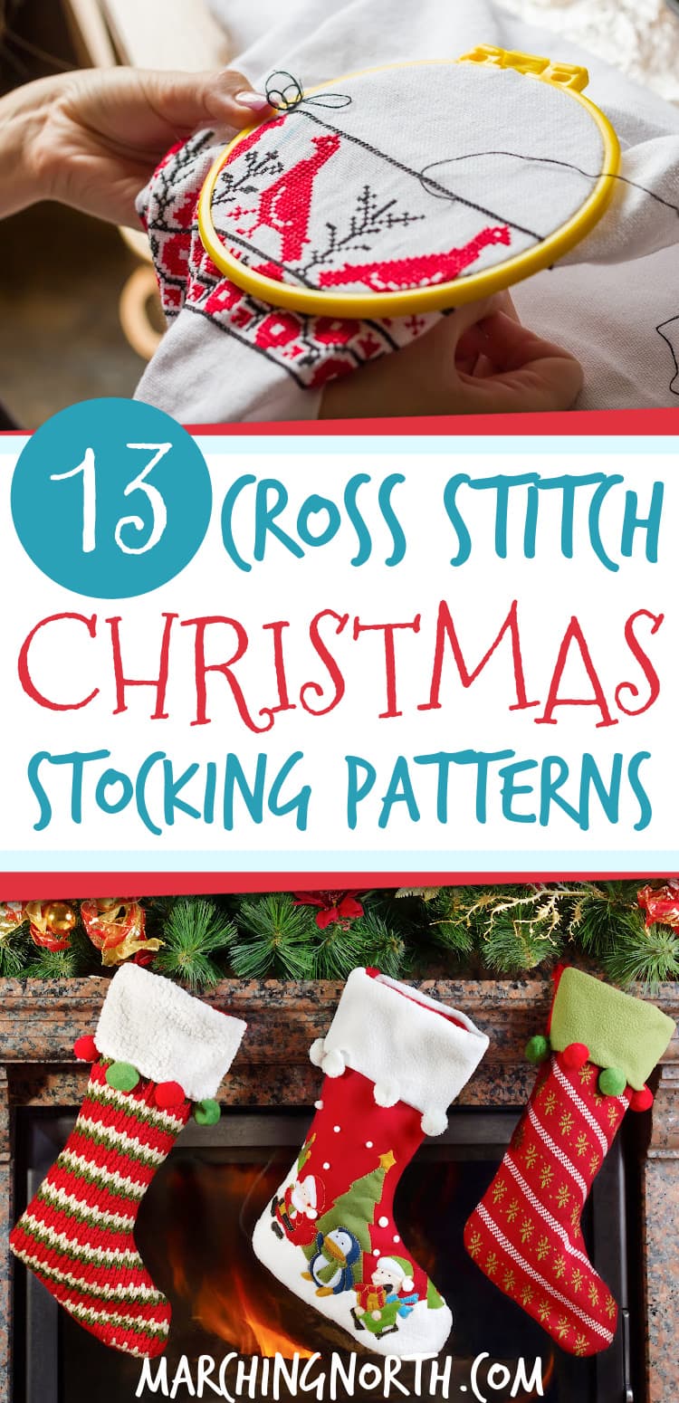 13 holly jolly cross stitch christmas stocking patterns | marching